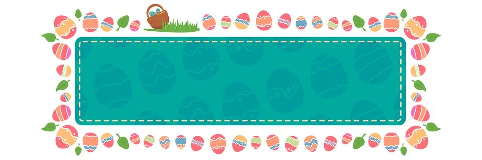Turquoise Happy Easter day speech bubble with color eggs. Holy Easter day banner Stockillustratie