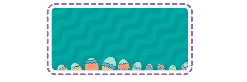 Turquoise Happy Easter day speech bubble with color eggs. Holy Easter day banner Stockillustratie