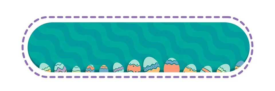 Turquoise Happy Easter day speech bubble with color eggs. Holy Easter day banner Stockillustratie