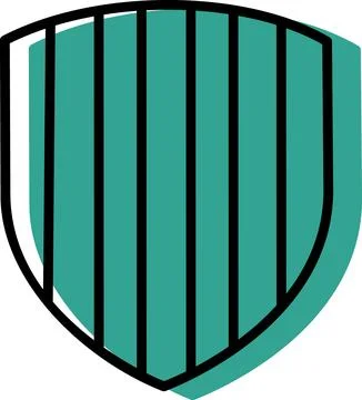 Turquoise heraldic shield with vertical stripes イラスト素材