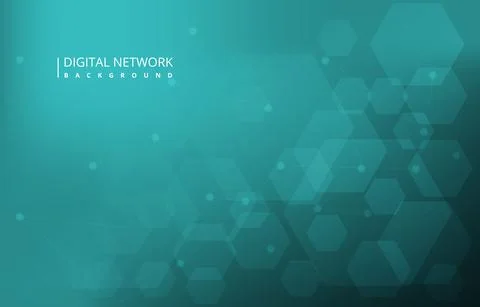 Turquoise Hexagon Digital Network Connection Internet Technology Background Stockillustratie