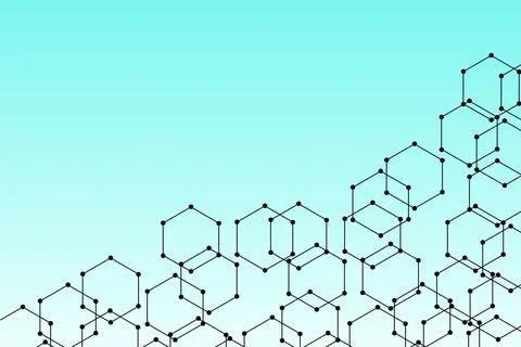Turquoise Hexagonal Network Abstract Background Stock Illustration