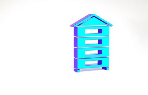 Turquoise Hive for bees icon isolated on white background. Beehive symbol. Ap Illustrazione stock