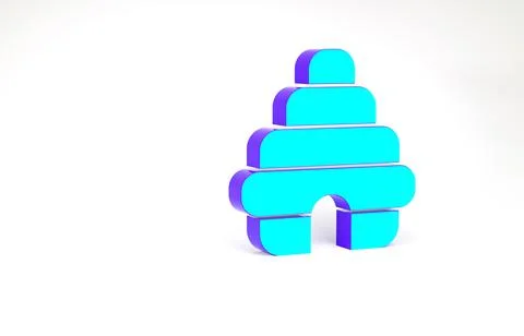 Turquoise Hive for bees icon isolated on white background. Beehive symbol. Ap Illustrazione stock