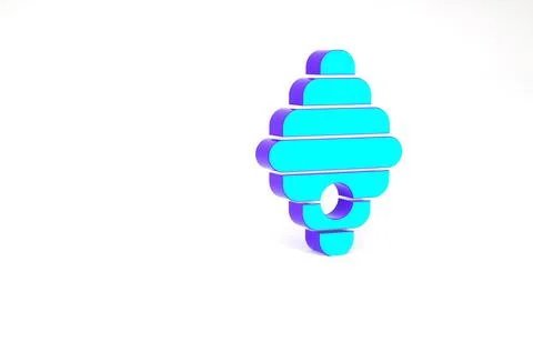 Turquoise Hive for bees icon isolated on white background. Beehive symbol. Ap Illustrazione stock