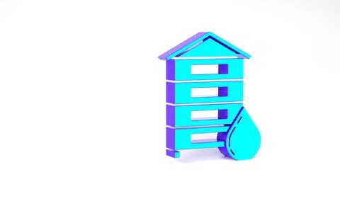 Turquoise Hive for bees icon isolated on white background. Beehive symbol. Ap Illustrazione stock