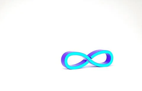 Turquoise Infinity icon isolated on white background. Minimalism concept. 3d  Stock Illustration
