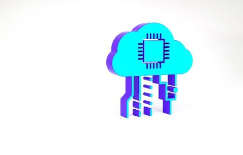 Turquoise Internet of things icon isolated on white background. Cloud computi Illustrazione stock