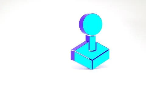 Turquoise Joystick for arcade machine icon isolated on white background. Joys Stock Illustration