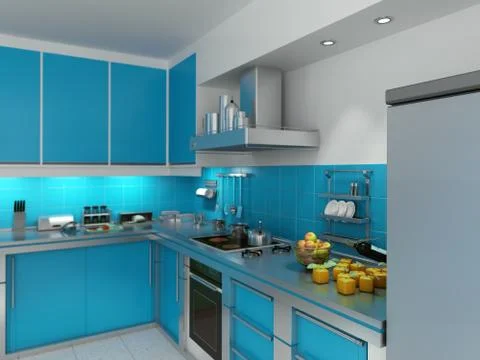 Turquoise kitchen Stock Illustration