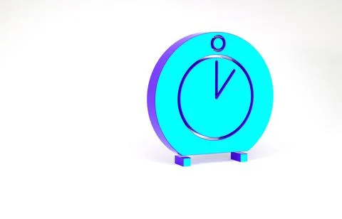 Turquoise Kitchen timer icon isolated on white background. Cooking utensil. M Stock Illustration