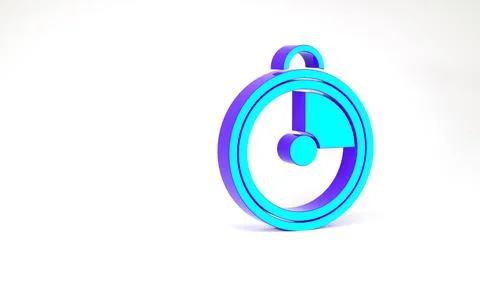 Turquoise Kitchen timer icon isolated on white background. Cooking utensil. M Stock Illustration