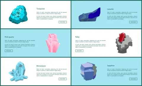 Turquoise Lazurite Quartz Ruby Rhinestone Sapphire Stock Illustration