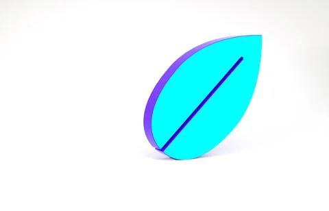 Turquoise Leaf icon isolated on white background. Fresh natural product symbo Stock Illustration