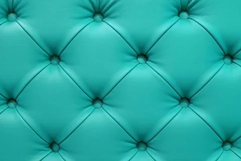 Turquoise leather sofa stitched buttons. Stock Photos
