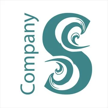 Turquoise letter inside it waves, negative space Stock Illustration