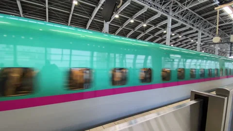 Turquoise Lightning, Pink Streak, Arrival of the Future, 4K Shinkansen Showcase Stock Footage 247421144