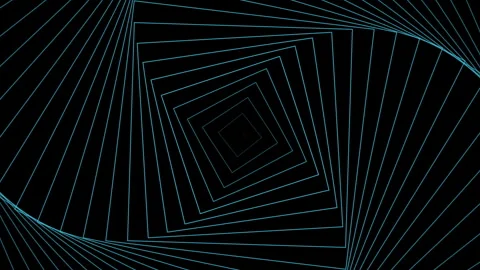 Turquoise lines converging towards a central square creating striking optical Stock Footage 275251594