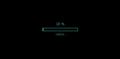 Turquoise loading bar on black background with percent numbers, video animation. Stock Footage 112367796