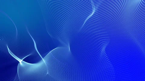 Turquoise luminous particles fly slowly on a blue background. Abstract looped an Video stock 125053844