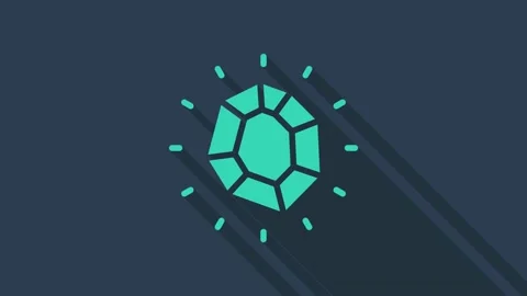 Turquoise Magic stone icon isolated on blue background. Fantasy crystal. Jewelry Video stock 155546080