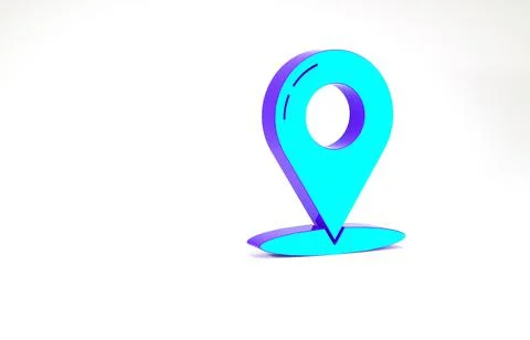 Turquoise Map pin icon isolated on white background. Navigation, pointer, loc Stock Illustration