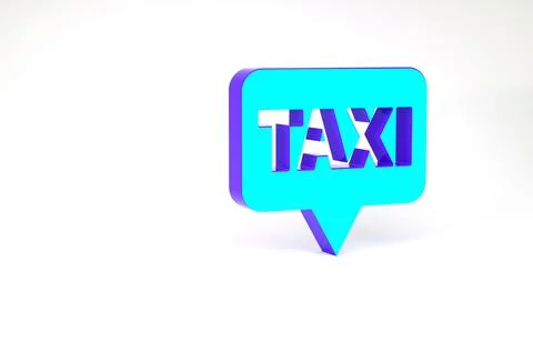 Turquoise Map pointer with taxi icon isolated on white background. Location s Stockillustratie