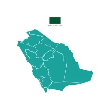 Turquoise map of saudi arabia with borders Stock Illustration