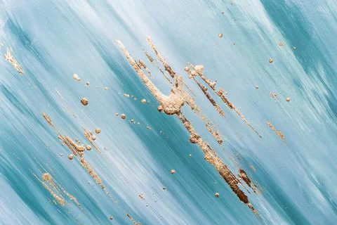Turquoise marble background or texture with Abstract Gold potal brush strokes 写真素材