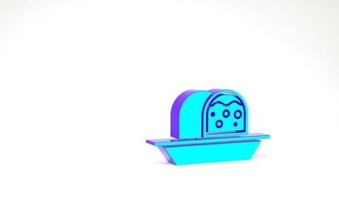 Turquoise Marzipan sponge cake icon isolated on white background. Merry Chris Stock Illustration