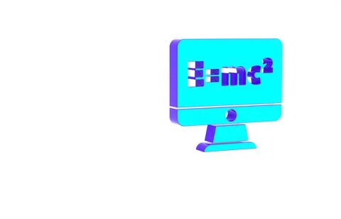 Turquoise Math system of equation solution on computer monitor icon isolated  Stock Illustration