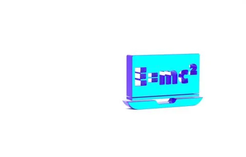 Turquoise Math system of equation solution on laptop icon isolated on white b Stock Illustration