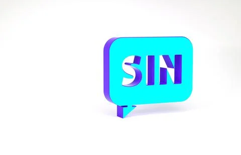 Turquoise Mathematics function sine icon isolated on white background. Minima Stock Illustration