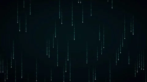 Turquoise matrix rain hacker code background, digital data stream motion loop Stock Footage 342634149