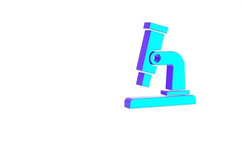 Turquoise Microscope icon isolated on white background. Chemistry, pharmaceut Illustrazione stock