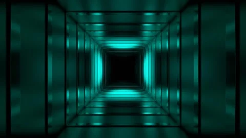 Turquoise Minimalistic Square Fantasy Corridor Background VJ Loop in 4K Video stock 328357992