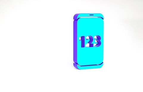 Turquoise Mobile calculator smartphone interface icon isolated on white backg 库存插图