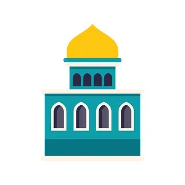 Turquoise mosque building representing islamic religion and culture Stock Illustration