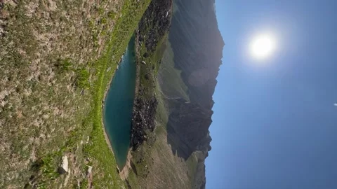 Turquoise mountain lake on the high plateau of Angren.  Stock Footage 252245097