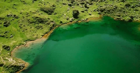 Turquoise mountain lake in the Pyrenees Stock Footage 93000671