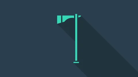 Turquoise Native american tomahawk axe icon isolated on blue background. 4K Stock-Footage 146039130