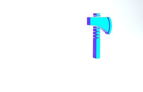 Turquoise Native american tomahawk axe icon isolated on white background. Min 스톡 일러스트