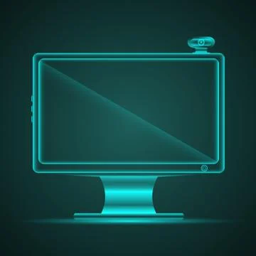 Turquoise neon computer Stock Illustration