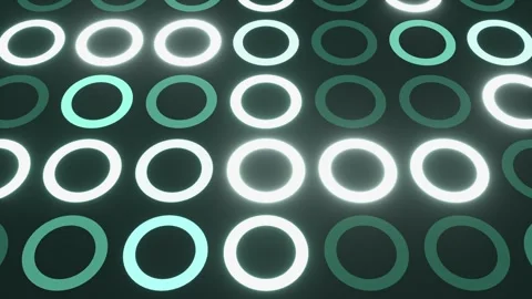 Turquoise neon glowing circle array background Stock Footage 337396296