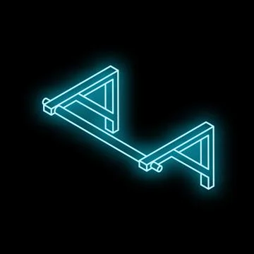 Turquoise neon pull up bar shining on black background Stock Illustration