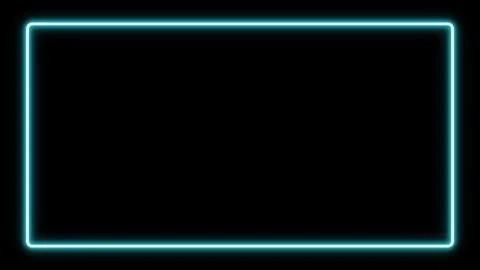 Turquoise neon rectangular frame with central copy space, on multiple background Video stock 280435796