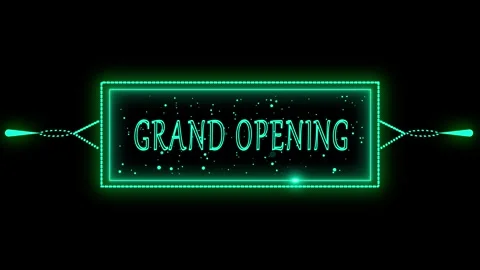 Turquoise Neon Rectangular Frame with Grand Opening Text and Starfield turq.. 스톡 동영상 321862898