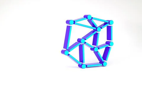 Turquoise Neural network icon isolated on white background. Artificial Intell Illustrazione stock