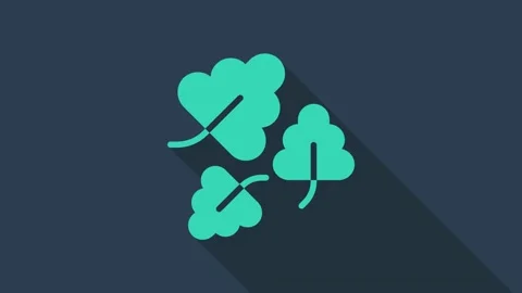 Turquoise Oak leaf icon isolated on blue background. 4K Video motion graphic 库存影片 167865964
