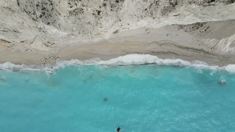 Turquoise Ocean and Beach Top Down View Video stock 180967665
